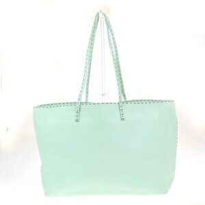 FENDI Selleria Logo Shoulder Tote Hand Bag Leather Green Italy 87MA292
